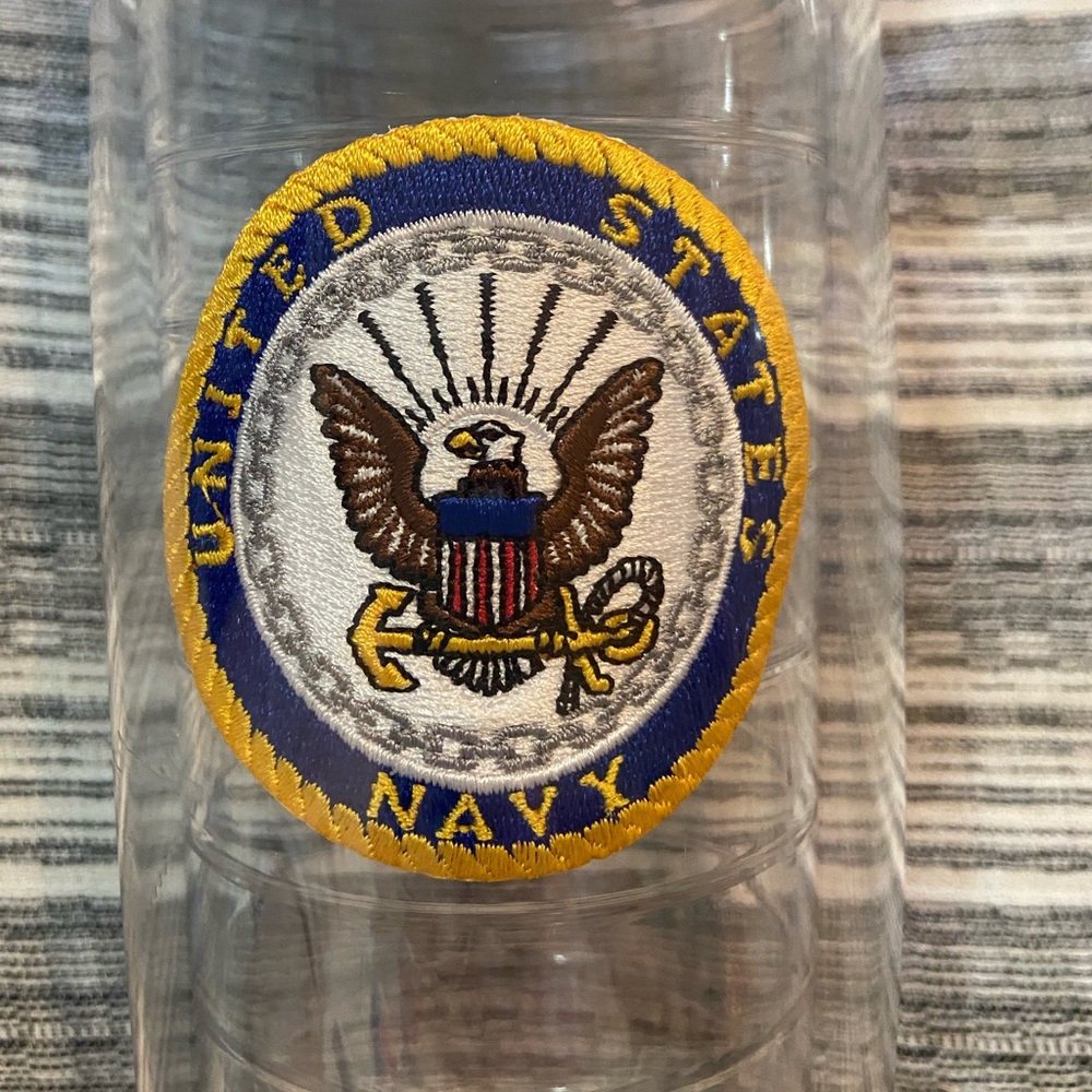 Tervis 20oz Tumbler Water Bottle US Navy Patch Clear Double Wall Handle Lid